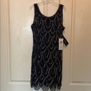 Women’s Navy Embelished Sequins and Beaded Dress